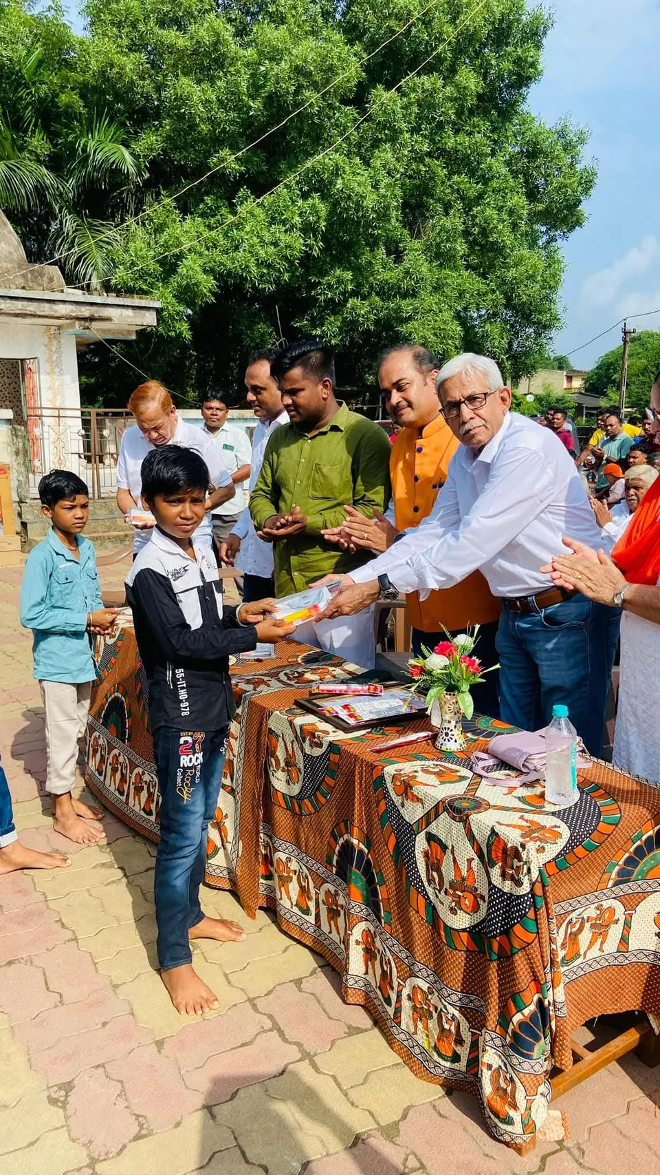 Prize distribution to boy