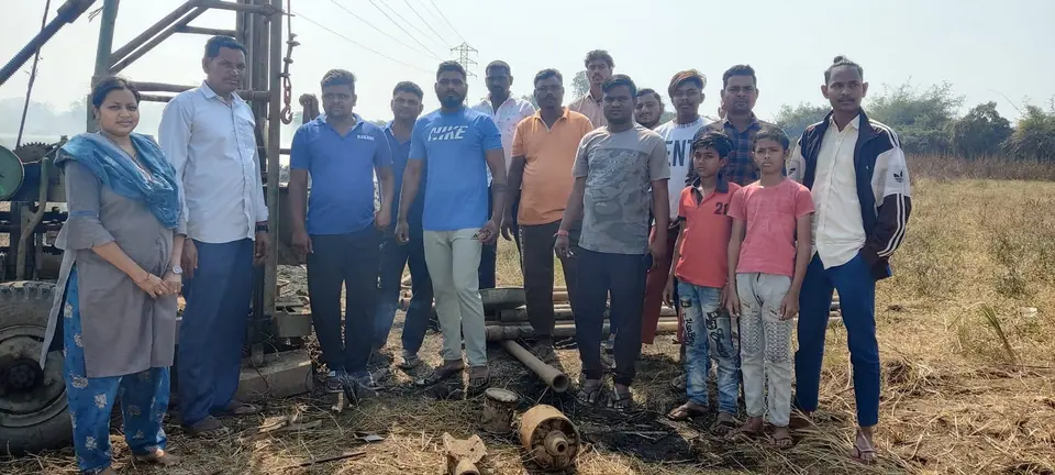 Group at borewell site