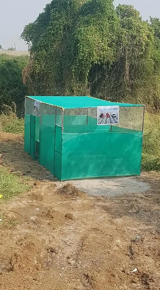 Green-net enclosure in field