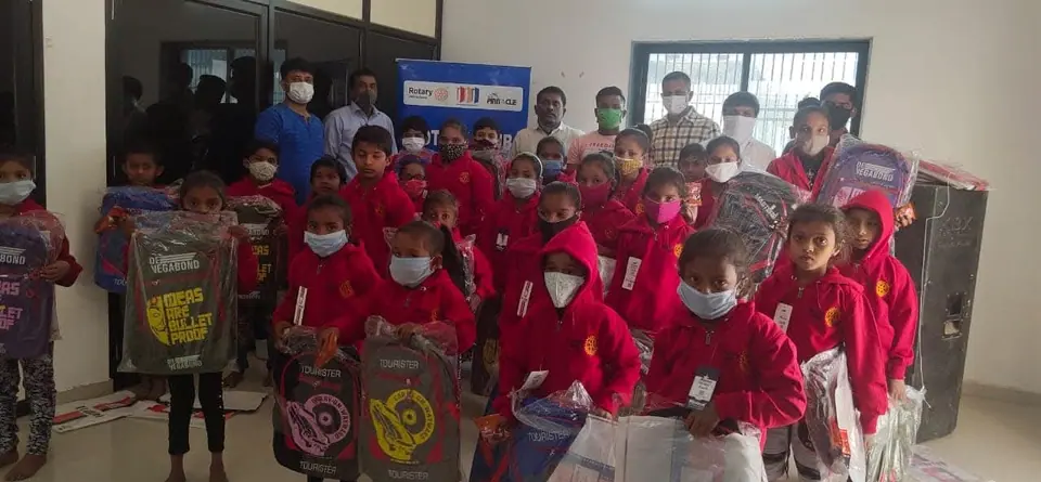 Children with gift bags