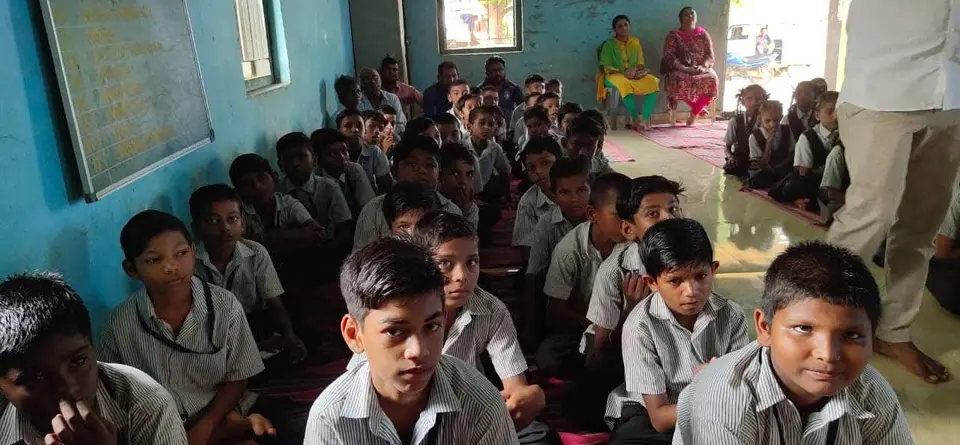 Schoolchildren in hall