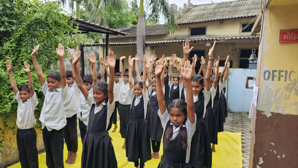Yoga with schoolchildren